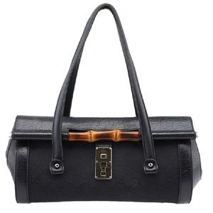 Gucci Black Leather and Canvas Satchel